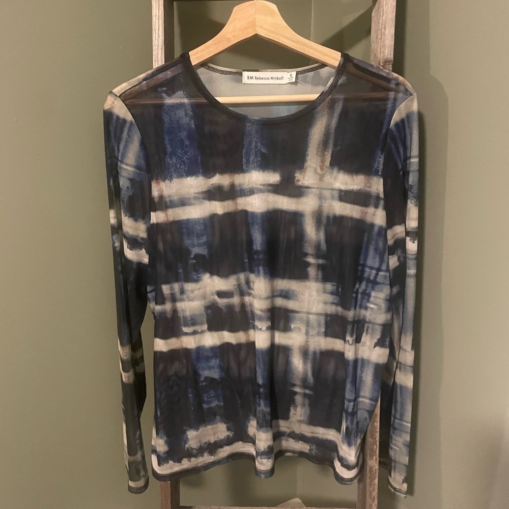 RM Rebecca Minkoff Sheer Patterned Blouse - NWOT XL - Picture 1 of 7